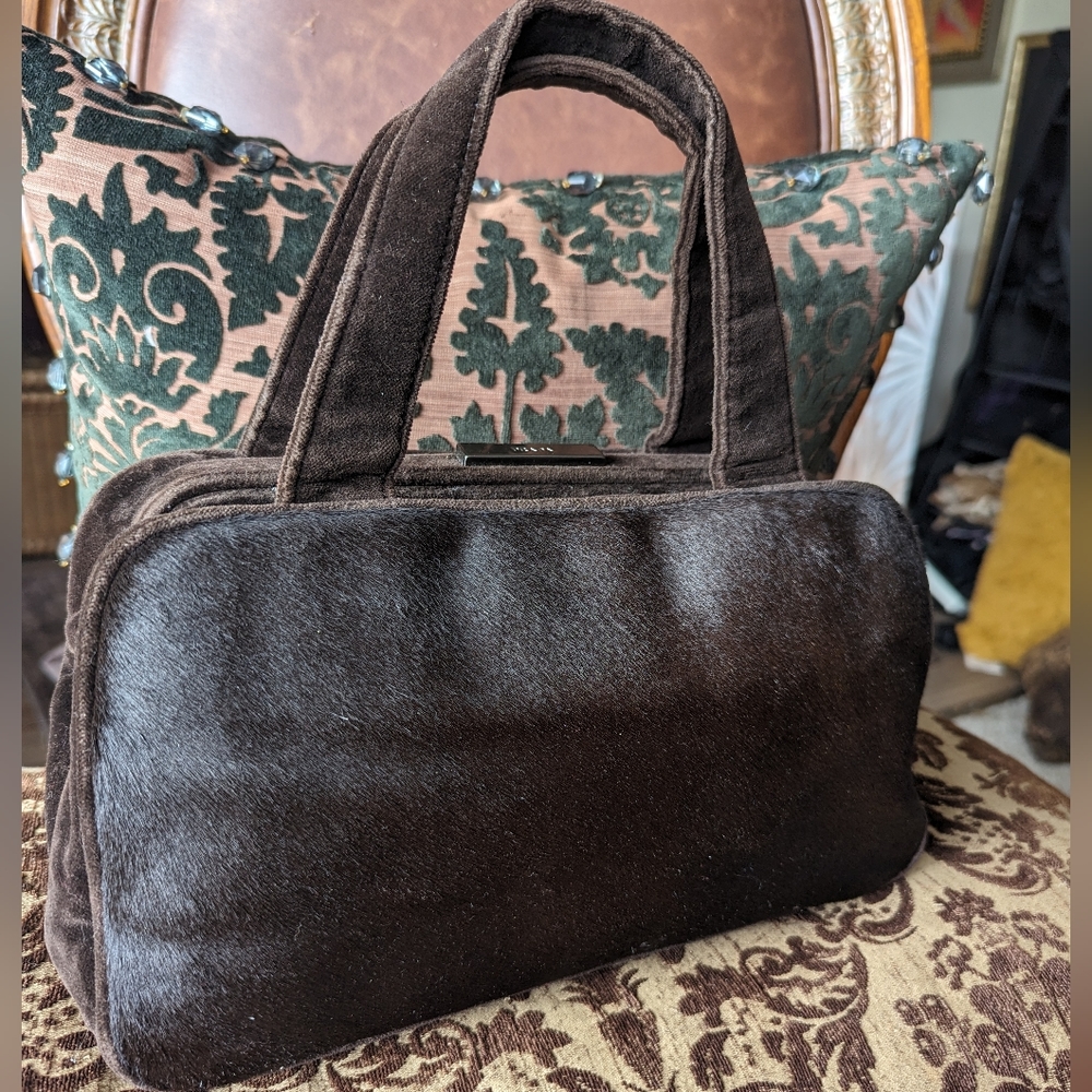🎄PRADA🎄 REAL FUR &VELVET  BOSTON BAG - Picture 9 of 11